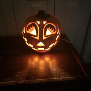 1995 Trendmasters Halloween Light Up Pumpkin Jack O Lantern Foam Blowmold Vtg